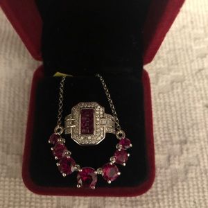 Ruby ring plus necklace